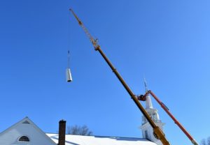 Church steeple in Shrewsbury is removed for antenna maintenance