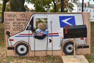 Scarecrows from last year’s “Scarecrows on the Common” delighted community members amid lingering COVID-19 shutdowns.   Photo/Melanie Petrucci