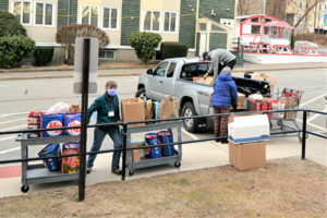 Marlborough Democratic Committee members delivering donated food and personal care items to Marlborough Community Cupboard.