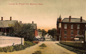 This vintage postcard of Lincoln Street, one of French Hill's main thoroughfares, dates from the early years of the twentieth century, due to the presence of the electric trolley on the street in the background.