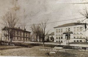 A vintage postcard of Shrewsbury center