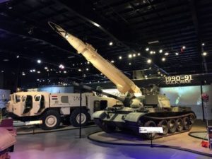 The SCUD missile on display at the American Heritage Museum's Gulf War exhibit