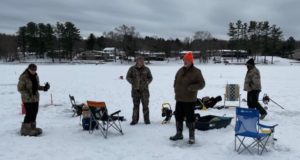 Gray overcast skies did nothing to diminish the enthusiasm of several people ice fishing on Fort Meadow Reservoir Feb. 14.