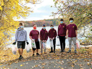 Shrewsbury Scouts with trash that they collected around town