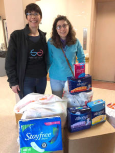   Cathy Washburn and former intern Sophie Greer dropping off products in Boston.