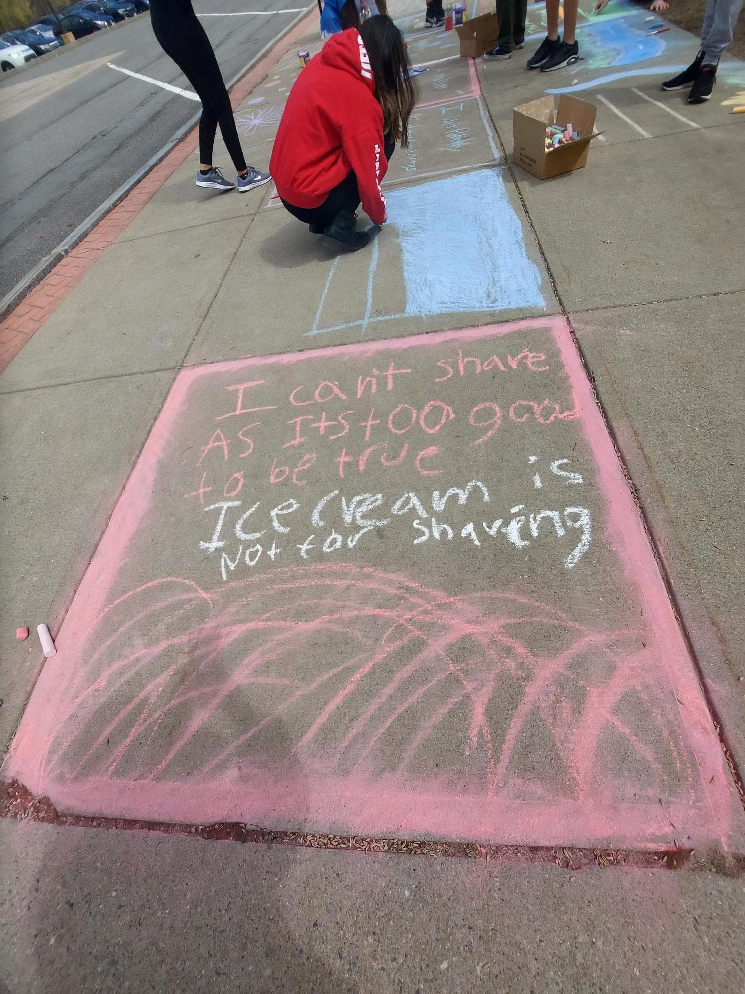 Whitcomb students study poetry with chalk haiku illustrations
