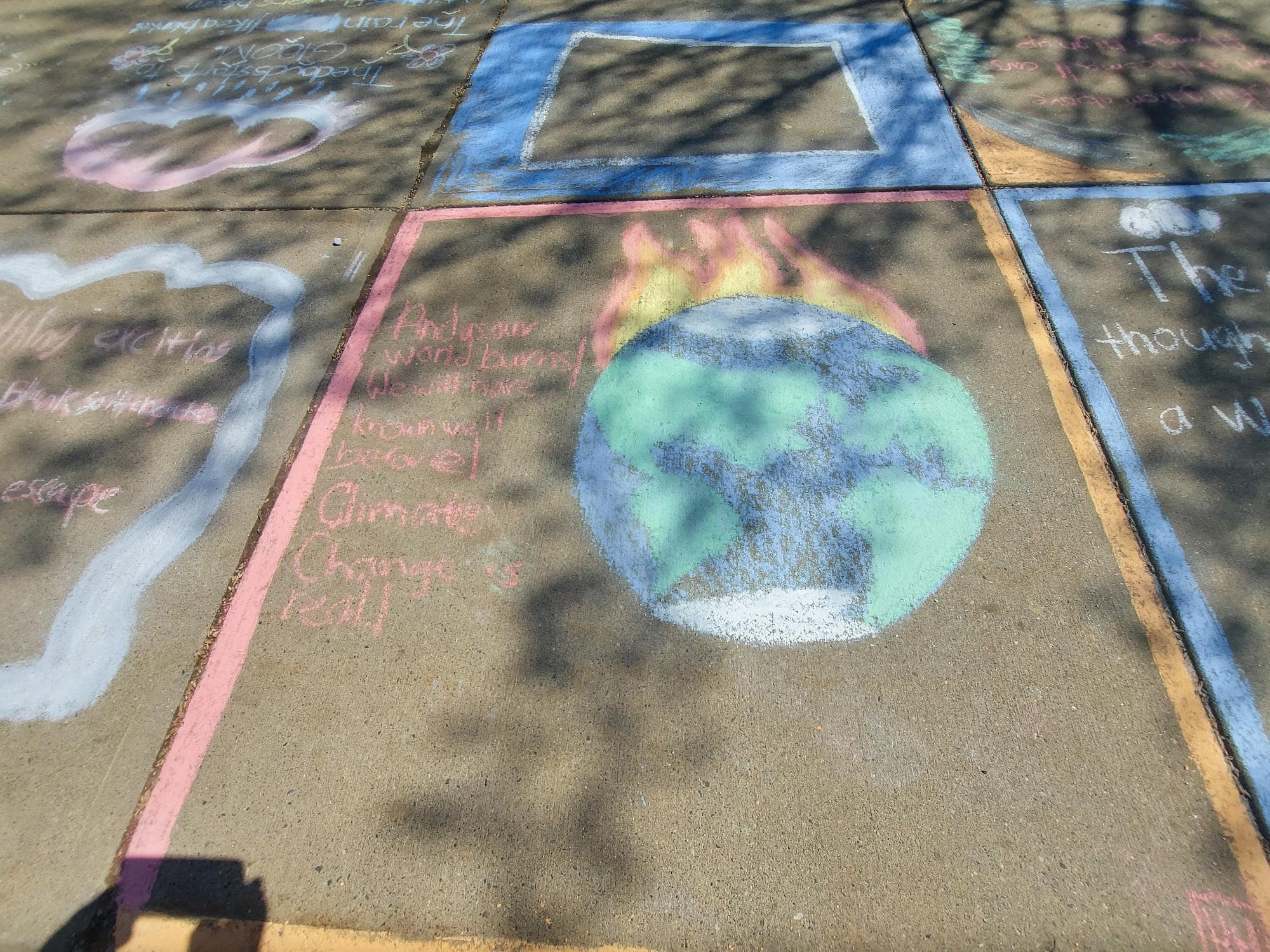 Whitcomb students study poetry with chalk haiku illustrations