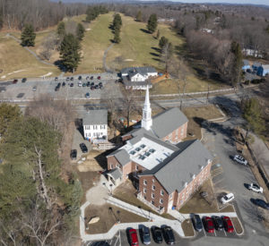 Westborough's First United Methodist Church from above via a drone photo. Construction of the church for improvements and handicap accessibility is nearing completion.