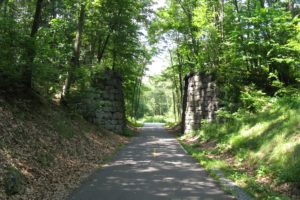 Trail through Marlborough and Hudson was once part of the robust Fitchburg Railroad
