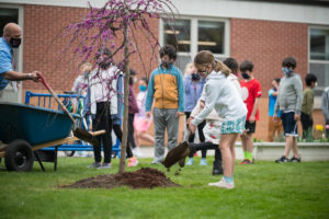 Armstrong Elementary plants trees for Arbor Day