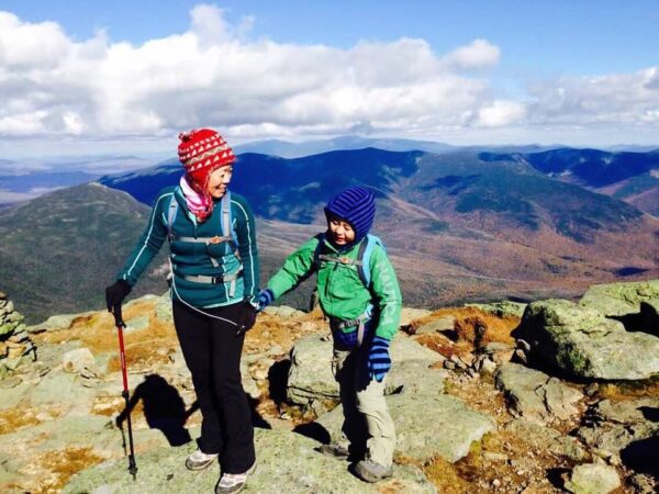 Connie Cao and son Enchee hike Mt. Lafayette and Franconia Ridge in 2014.