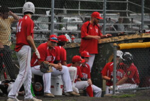 Hudson’s Post 100 Legion baseball team dodged the rain for the second of two games on July 19.