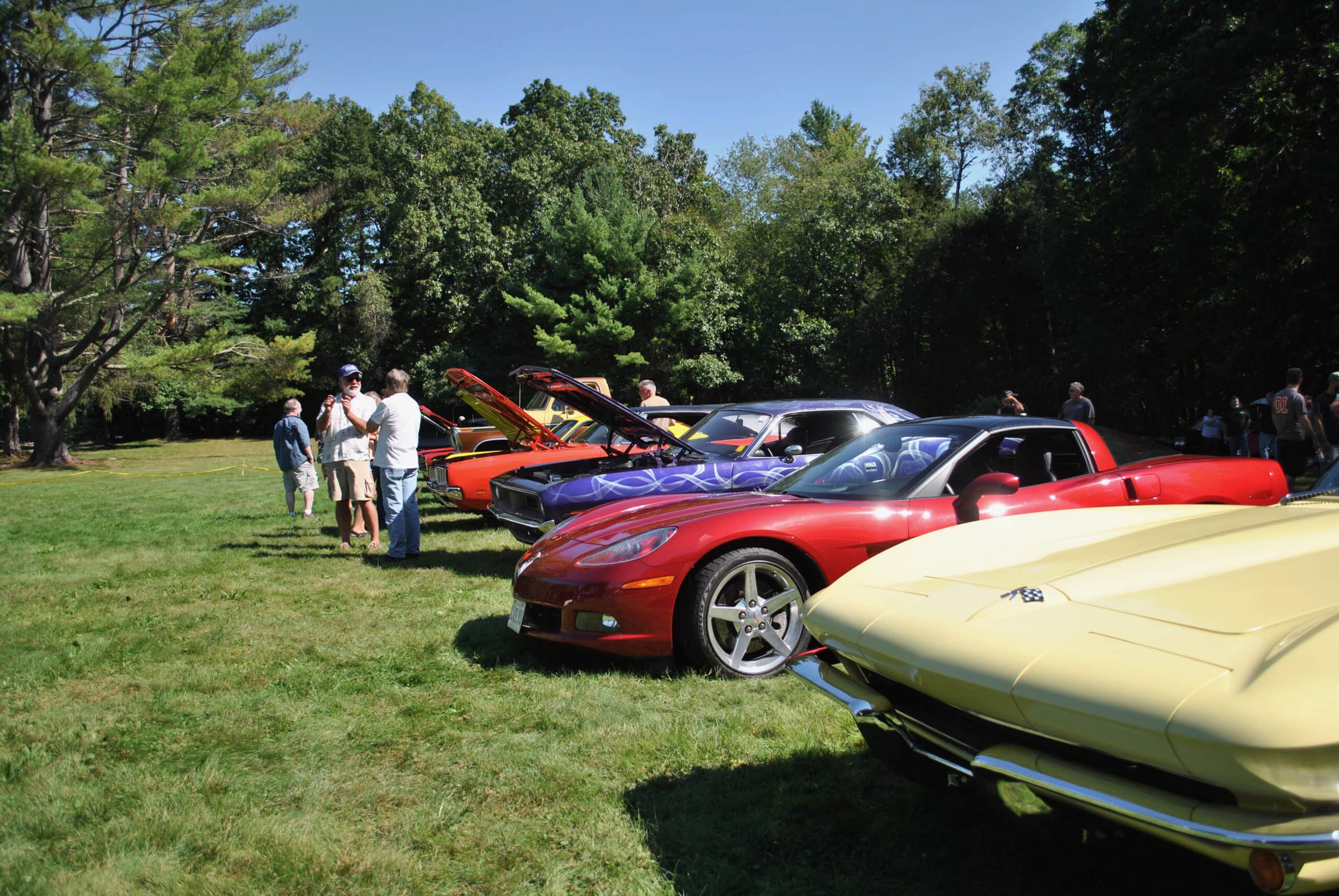 Cars sit lined up at the Marlborough Fish & Game Association during this past weekend’s A&M reunion car show.