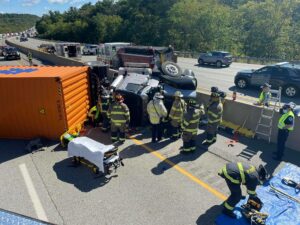 UPDATE: Driver transported to &#8216;local trauma center&#8217; after Mass Pike tractor trailer crash