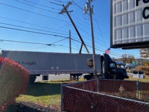 UPS tractor trailer hits pole on Rt. 9