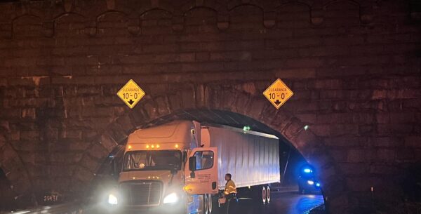 Truck gets stuck under Aqueduct Bridge in Northborough