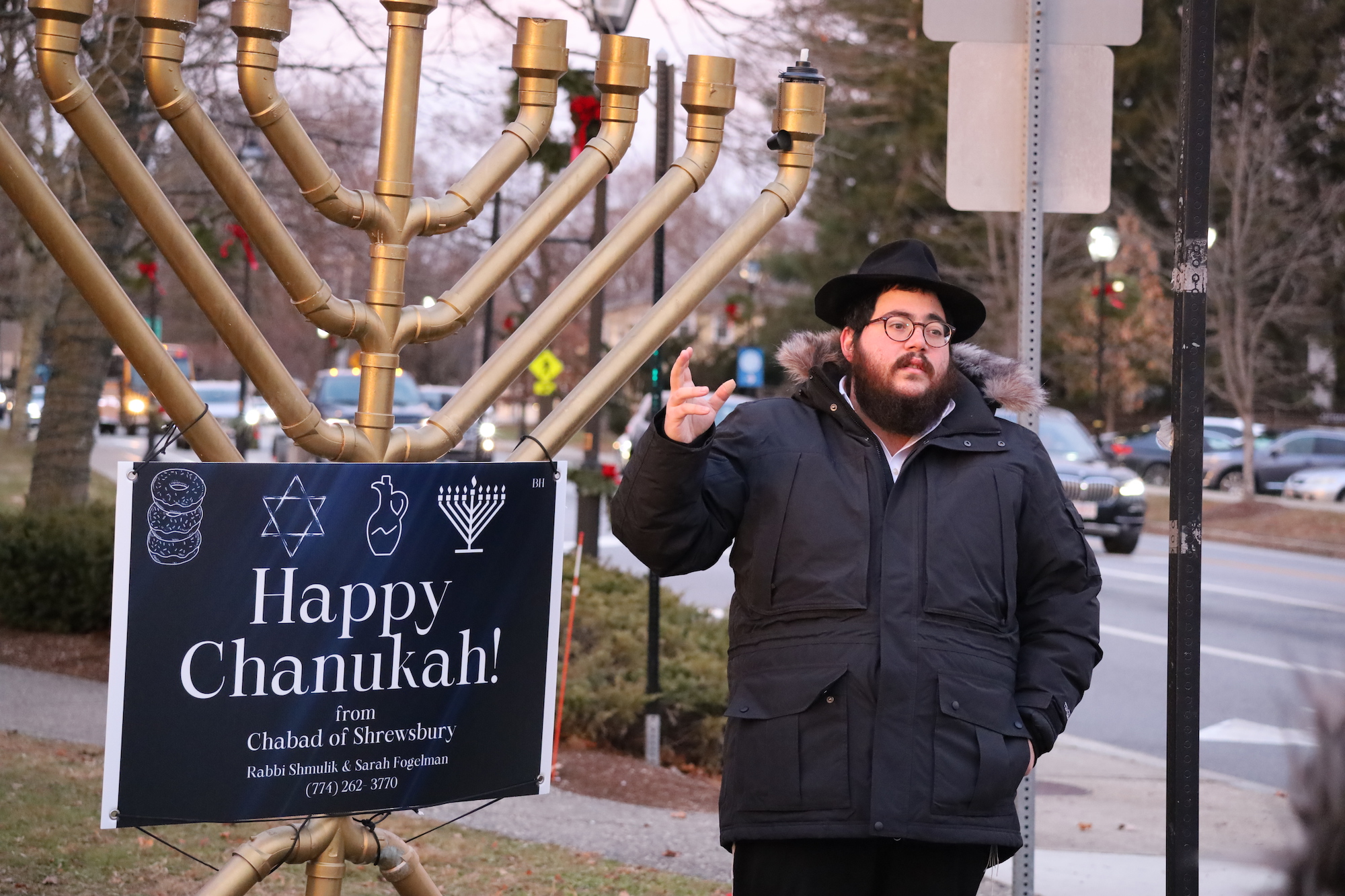Shrewsbury lights menorah, celebrates Hanukkah