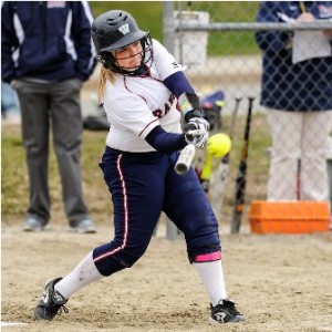 Westborough High School's Jen Pilkington launches her solo home run in the sixth inning to spark a three run inning.