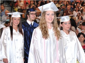Entering the Field House are (l to r) Jaqueline Quirion, Aaron Feitelberg, Sarah Quinn and Samantha Favacchia.
