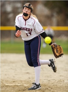 Westborough High School's Briana Arnold lets her pitch fly. Arnold pitched a complete game for a 10-6 win.