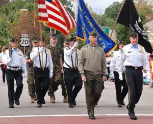 Leading the parade is the American Legion Vincent F. Picard Post 234 Color Guard. Photo/Ed Karvoski Jr.