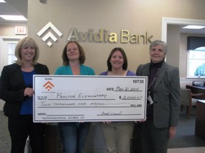 (l to r) Jennifer Cardoso, Avidia Bank Northborough branch manager; Karen Hetherington and Jennifer Garron, co-chairs of the Proctor School PTO; and Margaret Donohoe, principal of Fannie E. Proctor Elementary School
