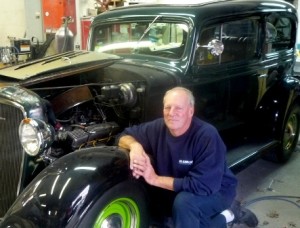 Rick Meisenheimer, owner of All Car Care, and a 1934 Chevy Photo/ Nancy Brumback 