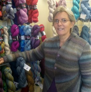 Ande Lockwood, in Craftworks yarn shop Photo/Nancy Brumback 