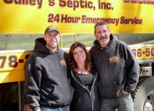 CSI/Culley’s Septic owners Chrissi and Jeff Curtis, right, with Michael Keyes, left, who does the pumping. Photo/ Nancy Brumback 