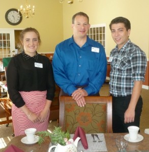 In the Shrewsbury Crossings dining room, from left, Samantha Dwyer, Benchmark Connections coordinator; Peter Donaty, executive director; and Ryan Anderson, director of business administration. Photo/Nancy Brumback