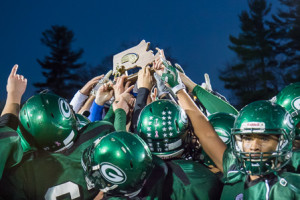 Grafton football players celebrate after winning the Central Mass Division 4 championship. 