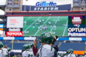 A Grafton player takes in the moment at Gillette Stadium.