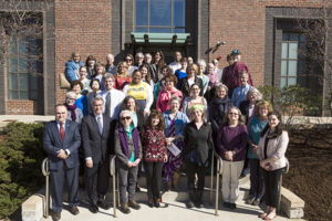 Recipients of Tufts Neighborhood Service Fund (TNSF) grants pose with Tufts University President Anthony Monaco and members of the TNSF Board. Photo/Anna Miller -Tufts University
