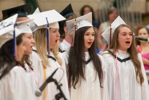 The Marlborough High School a cappella Choir sang the national anthem. 