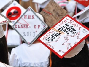 Graduates make a fashion statement with their caps.