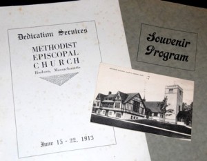 On display during the open house is an original program of the church building's dedication in June 1913.