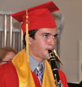 Taylor Benson plays oboe in a band selection.