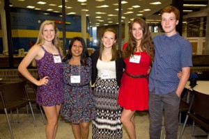 (l to r) Nadia Doherty, Alicia Sagastume, Bryana Cox (program facilitator and 2013 Hudson Rotary Youth Leadership Award recipient), Emily McLaughlin and Jacob Leckrone. (Photo/submitted)