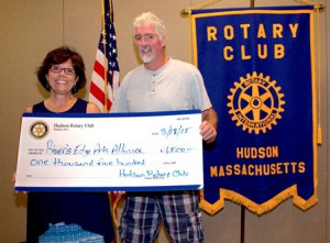 Lynne Johnson, executive director of the River’s Edge Arts Alliance, with Greg Parker, president of the Hudson Rotary Club. (Photos/submitted)
