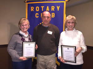 (l to r) Susan Carey, Hudson Rotary President Marty Libby and Priscilla Tanner. (Photo/submitted)