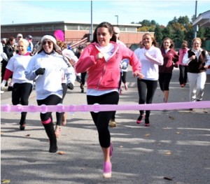 Daring racers compete in the high-heeled dash.