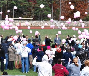 The memorial event ends with a balloon release.