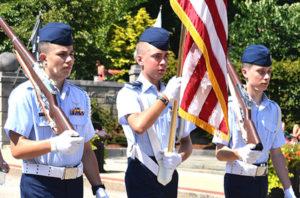 Civil Air Patrol color guard leads the Minute Man Squadron. Photos/Ed Karvoski Jr.