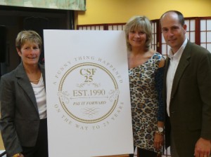 Promoting the Citizens Scholarship Foundation of Marlborough’s 25th Anniversary Gala are (l to r) Mary Lou Vanzini, the organization’s founder;  Mary Jo Nawrocki, who will co-host the gala with David Flynn; and Steve LeDuc, the event chair. (Photo/submitted)
