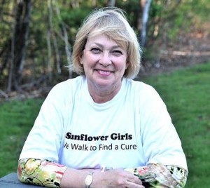 Vikki Crowley takes a break from her walk around the track at Ghiloni Park, the site of one of the three upcoming fundraisers in which she'sl participate. Photo/Ed Karvoski Jr. 