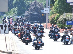 Ride participants head south on Route 85.