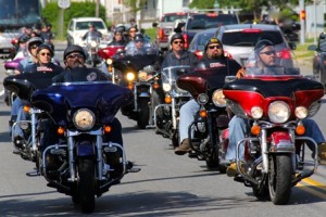 M Eagle bikers at funeral