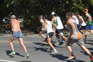 Participants take off running in the 30th annual Jim Forrest Memorial Road Race.