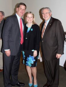 State Representative Danielle Gregoire (right) at her campaign kickoff April 12 with Boston Mayor Martin Walsh (left) and Speaker of the House Robert A. DeLeo. (Photo/submitted)