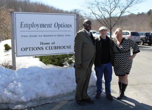 (l to r) Employment Options COO Darrell Young, LCI Paper Owner and CEO Larry Chase, and Kristine Shifrin, Employment Options workforce manager Photo/submitted 